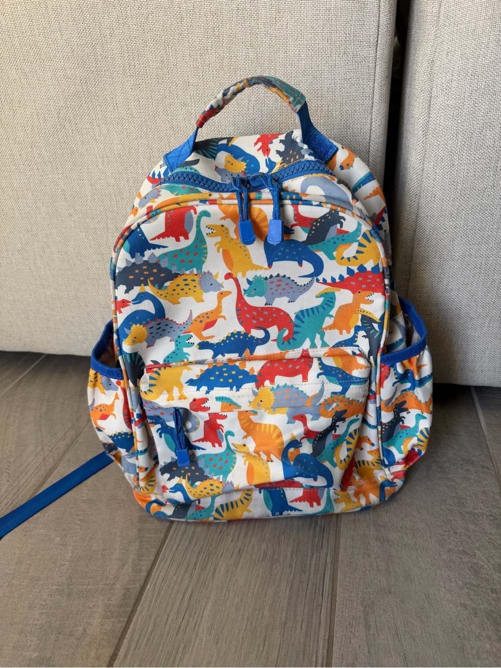 Crate&Barrel Kids Dinosaur Backpack - Blue, Red, Yellow, Green, Orange